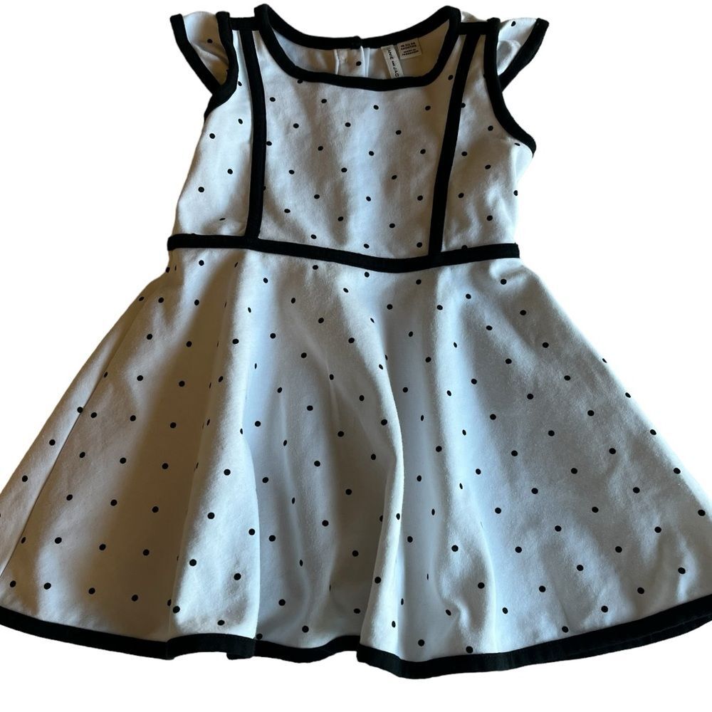 JANIE & JACK White Dress with Black Trim Size 18-24 months